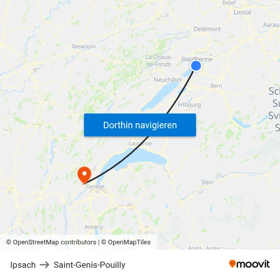 Ipsach to Saint-Genis-Pouilly map