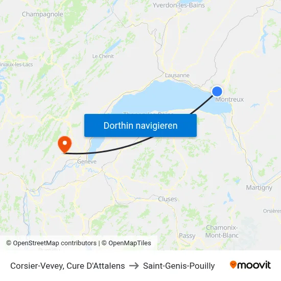Corsier-Vevey, Cure D'Attalens to Saint-Genis-Pouilly map
