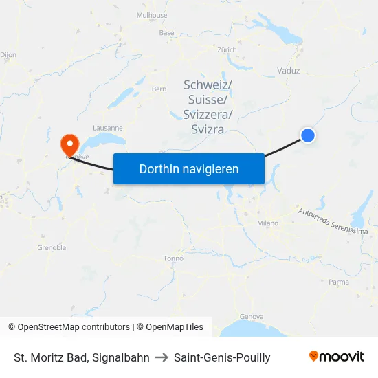 St. Moritz Bad, Signalbahn to Saint-Genis-Pouilly map