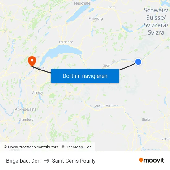 Brigerbad, Dorf to Saint-Genis-Pouilly map