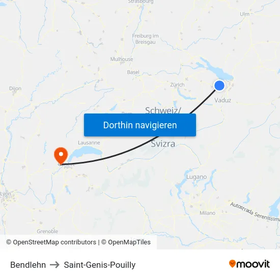 Bendlehn to Saint-Genis-Pouilly map