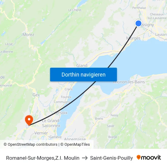 Romanel-Sur-Morges,Z.I. Moulin to Saint-Genis-Pouilly map