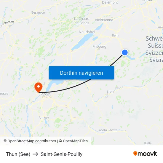 Thun (See) to Saint-Genis-Pouilly map