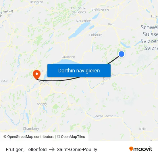 Frutigen, Tellenfeld to Saint-Genis-Pouilly map