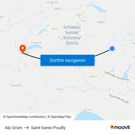 Alp Grüm to Saint-Genis-Pouilly map