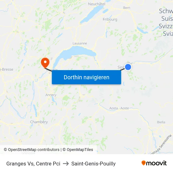 Granges Vs, Centre Pci to Saint-Genis-Pouilly map