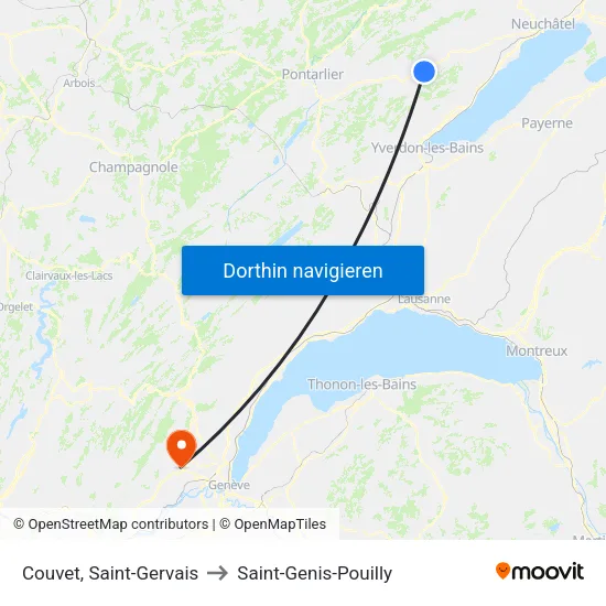 Couvet, Saint-Gervais to Saint-Genis-Pouilly map