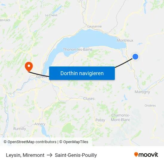 Leysin, Miremont to Saint-Genis-Pouilly map