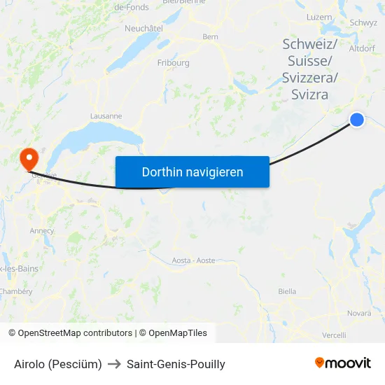 Airolo (Pesciüm) to Saint-Genis-Pouilly map