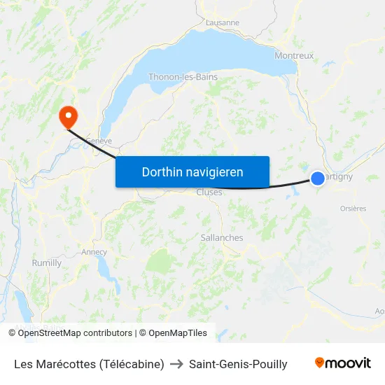 Les Marécottes (Télécabine) to Saint-Genis-Pouilly map