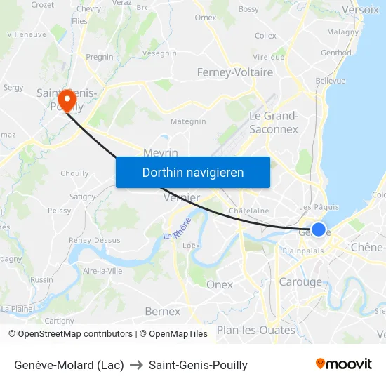 Genève-Molard (Lac) to Saint-Genis-Pouilly map