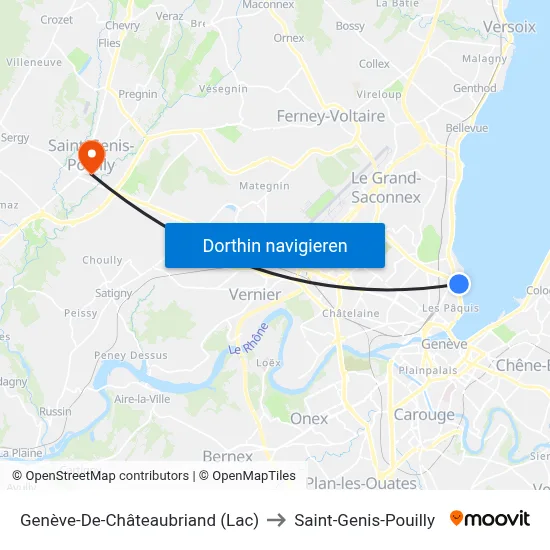 Genève-De-Châteaubriand (Lac) to Saint-Genis-Pouilly map