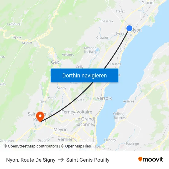 Nyon, Route De Signy to Saint-Genis-Pouilly map