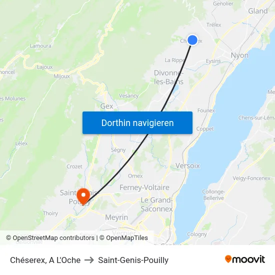 Chéserex, A L'Oche to Saint-Genis-Pouilly map