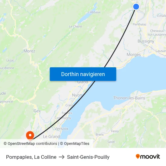 Pompaples, La Colline to Saint-Genis-Pouilly map