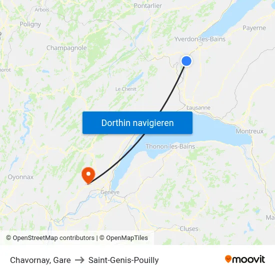 Chavornay, Gare to Saint-Genis-Pouilly map