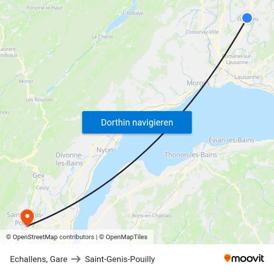 Echallens, Gare to Saint-Genis-Pouilly map