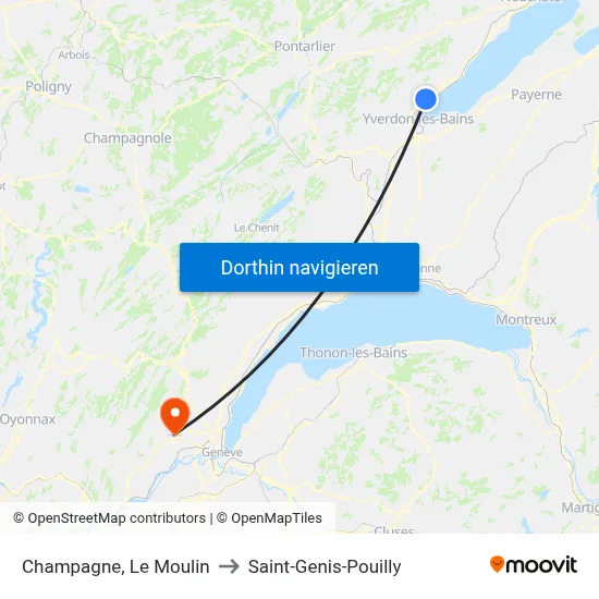 Champagne, Le Moulin to Saint-Genis-Pouilly map