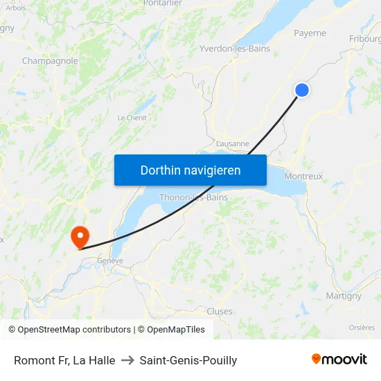 Romont Fr, La Halle to Saint-Genis-Pouilly map