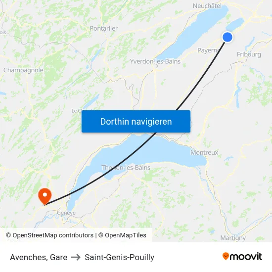 Avenches, Gare to Saint-Genis-Pouilly map