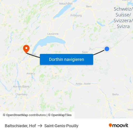 Baltschieder, Hof to Saint-Genis-Pouilly map