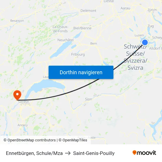 Ennetbürgen, Schule/Mza to Saint-Genis-Pouilly map