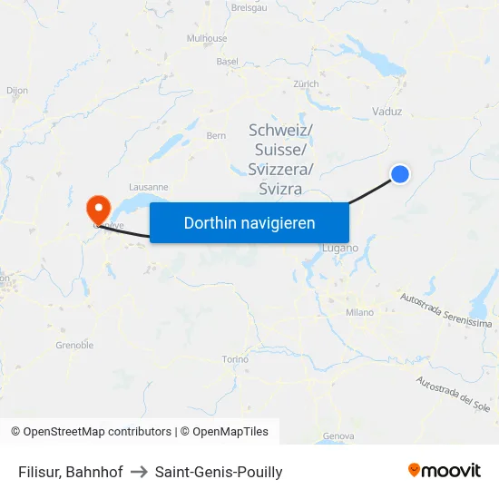 Filisur, Bahnhof to Saint-Genis-Pouilly map
