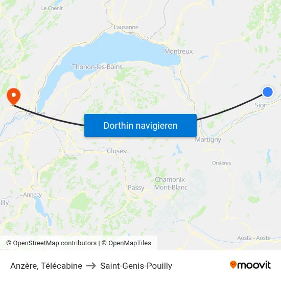 Anzère, Télécabine to Saint-Genis-Pouilly map