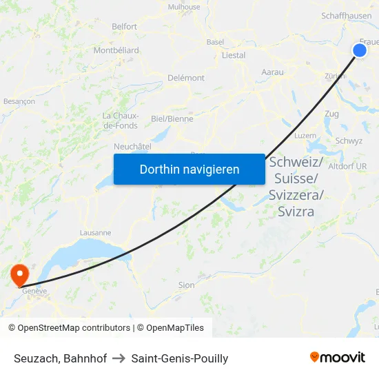 Seuzach, Bahnhof to Saint-Genis-Pouilly map