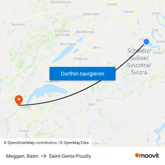 Meggen, Balm to Saint-Genis-Pouilly map