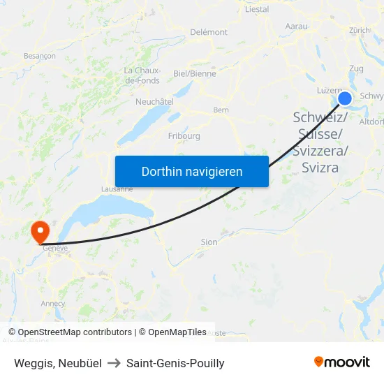 Weggis, Neubüel to Saint-Genis-Pouilly map