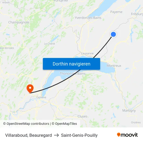 Villaraboud, Beauregard to Saint-Genis-Pouilly map