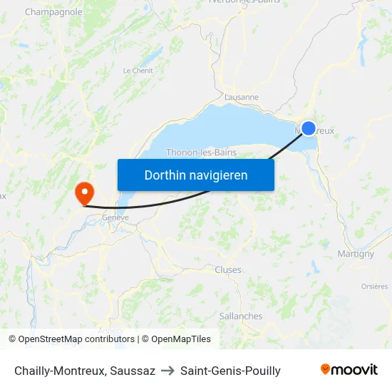 Chailly-Montreux, Saussaz to Saint-Genis-Pouilly map