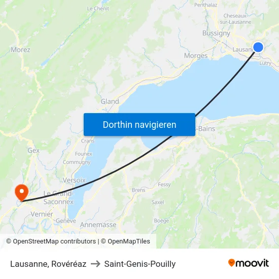 Lausanne, Rovéréaz to Saint-Genis-Pouilly map