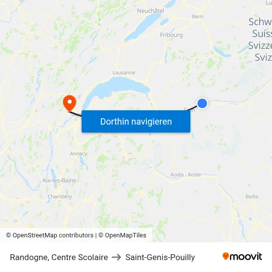 Randogne, Centre Scolaire to Saint-Genis-Pouilly map
