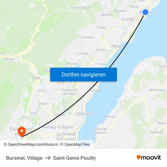 Bursinel, Village to Saint-Genis-Pouilly map
