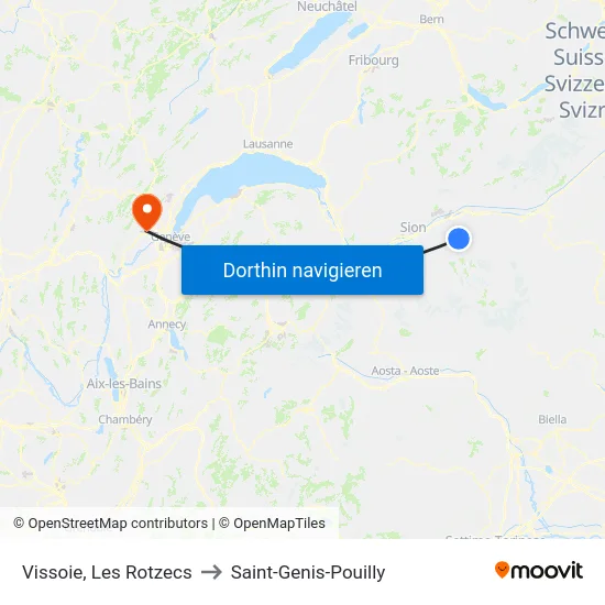 Vissoie, Les Rotzecs to Saint-Genis-Pouilly map
