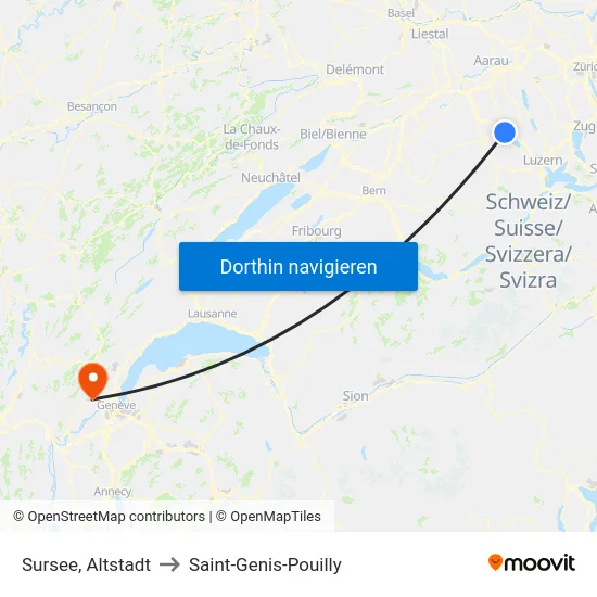 Sursee, Altstadt to Saint-Genis-Pouilly map
