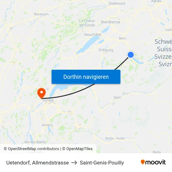 Uetendorf, Allmendstrasse to Saint-Genis-Pouilly map