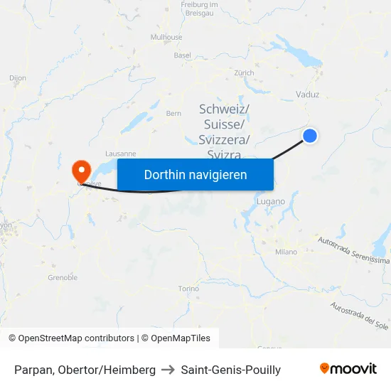 Parpan, Obertor/Heimberg to Saint-Genis-Pouilly map