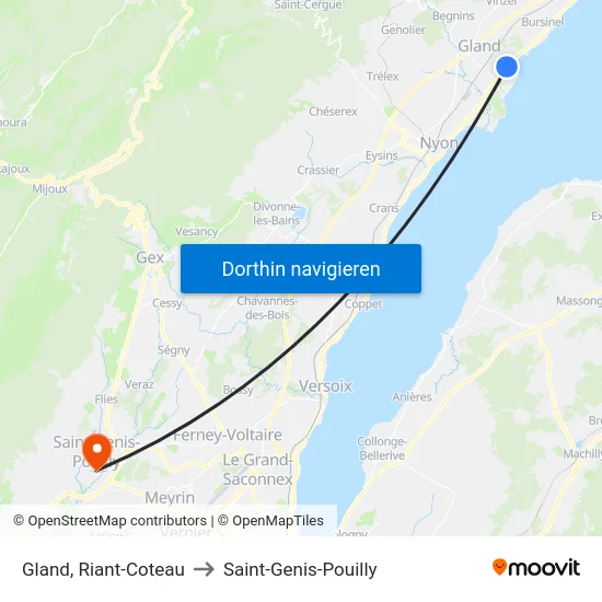 Gland, Riant-Coteau to Saint-Genis-Pouilly map