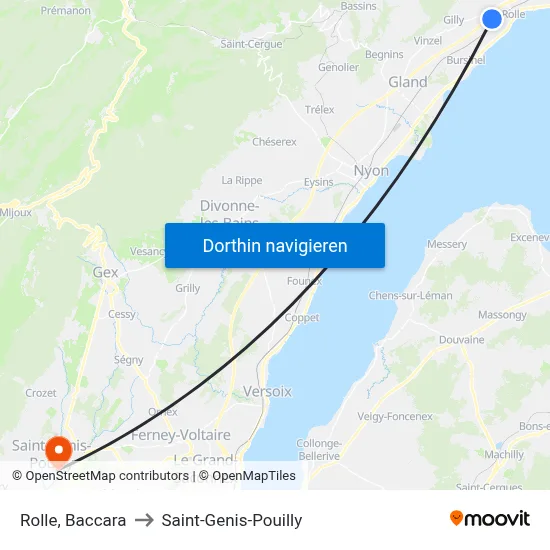 Rolle, Baccara to Saint-Genis-Pouilly map