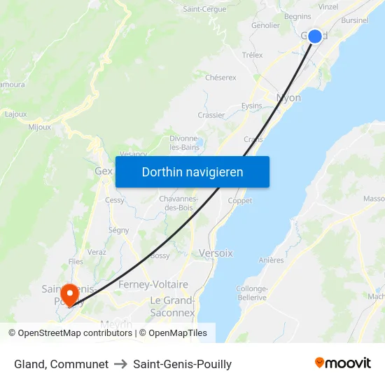 Gland, Communet to Saint-Genis-Pouilly map