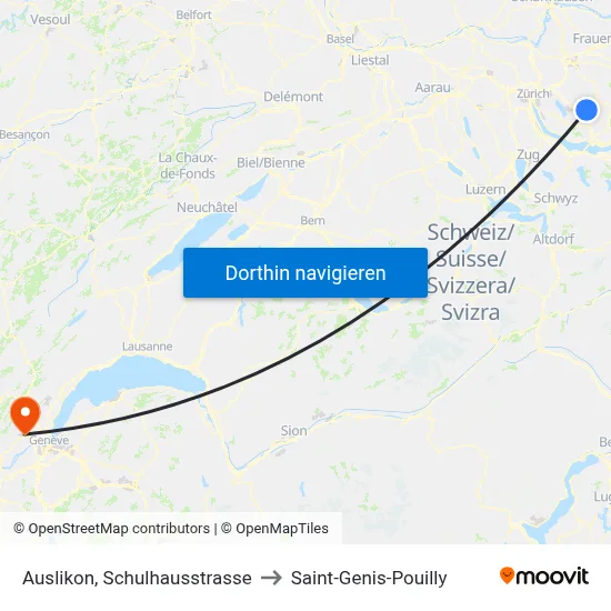 Auslikon, Schulhausstrasse to Saint-Genis-Pouilly map