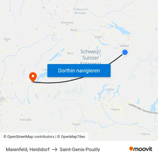 Maienfeld, Heididorf to Saint-Genis-Pouilly map