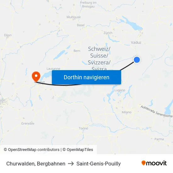 Churwalden, Bergbahnen to Saint-Genis-Pouilly map