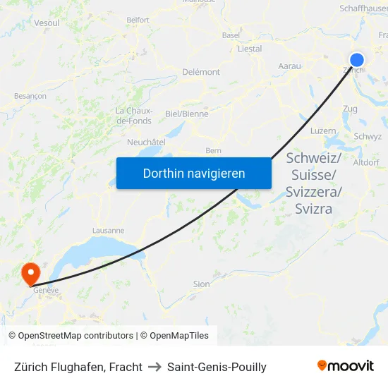 Zürich Flughafen, Fracht to Saint-Genis-Pouilly map