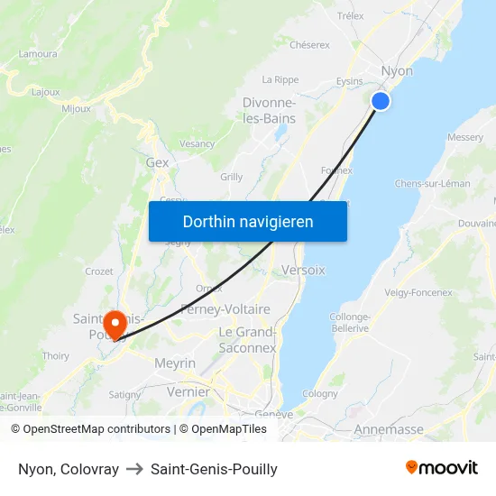 Nyon, Colovray to Saint-Genis-Pouilly map