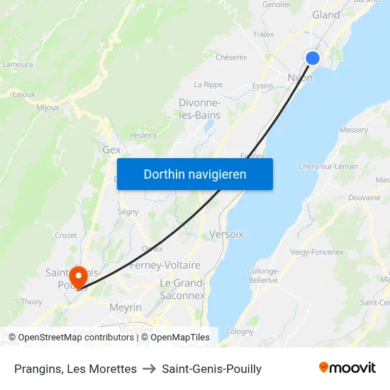 Prangins, Les Morettes to Saint-Genis-Pouilly map