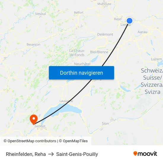 Rheinfelden, Reha to Saint-Genis-Pouilly map